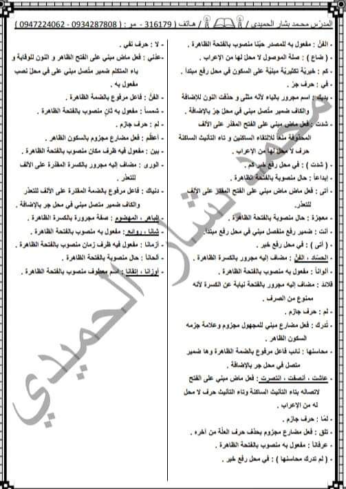 شرح وإعراب قصيدة في حضرة الفن للصف التاسع